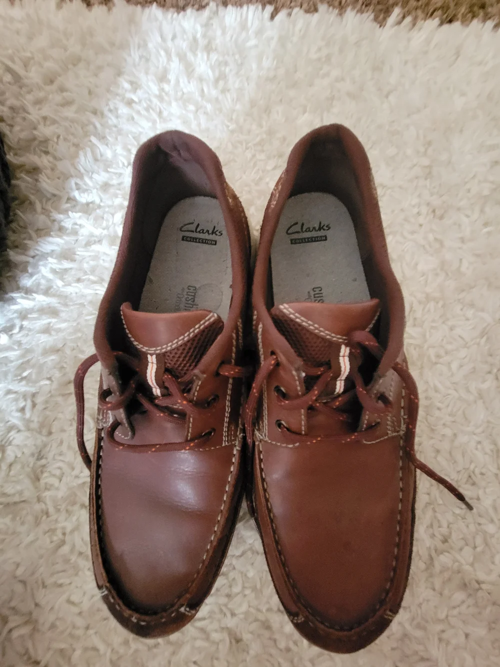 Clarks Chestnut Leather Lace-Up Boat Shoes Sz 11